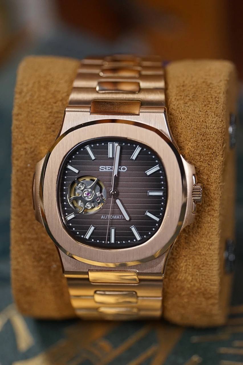 NAUTILUS CHOCOLATE ROSE GOLD OPEN HEART MOD