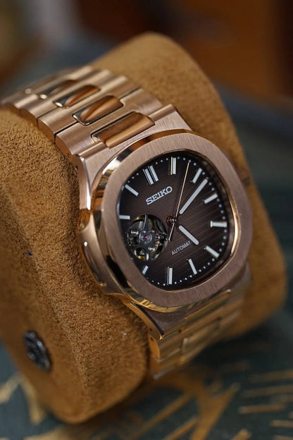 NAUTILUS CHOCOLATE ROSE GOLD OPEN HEART MOD